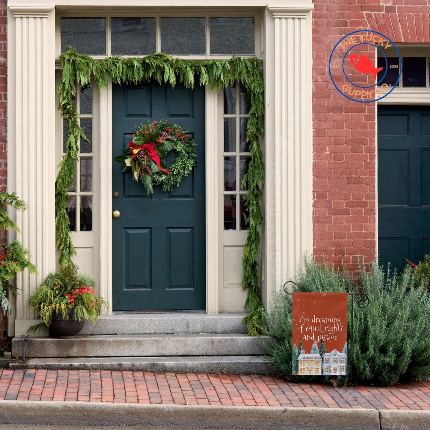 I'm Dreaming of Equal Rights and Justice Liberal Christmas Flag, Holiday Lights Human Rights, Rejoice in the Birth of a Liberal Immigrant