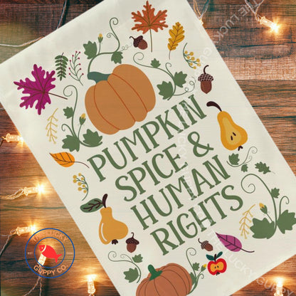 Pumpkin Spice and Human Rights Garden, Liberal Fall Yard Flag, Fall of the Patriarchy, Spooky Liberal Feminist Witch, Leftist Halloween flag