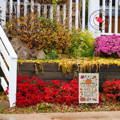 Pumpkin Spice and Human Rights Garden, Liberal Fall Yard Flag, Fall of the Patriarchy, Spooky Liberal Feminist Witch, Leftist Halloween flag