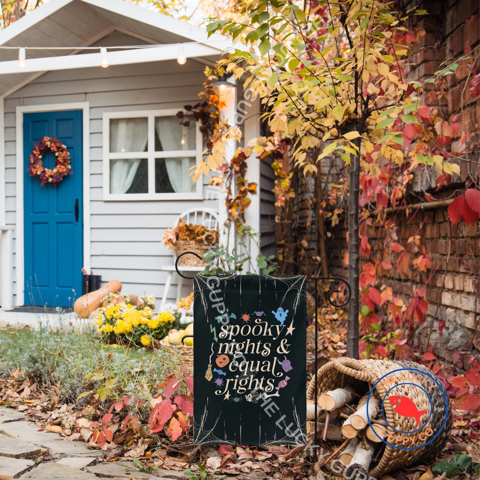 Spooky Nights and Equal Rights Liberal Halloween Flag, Pumpkin Spice Abolish ICE, Fall Anti Trump Flag, Defend Equality Sign, Subtle FDT