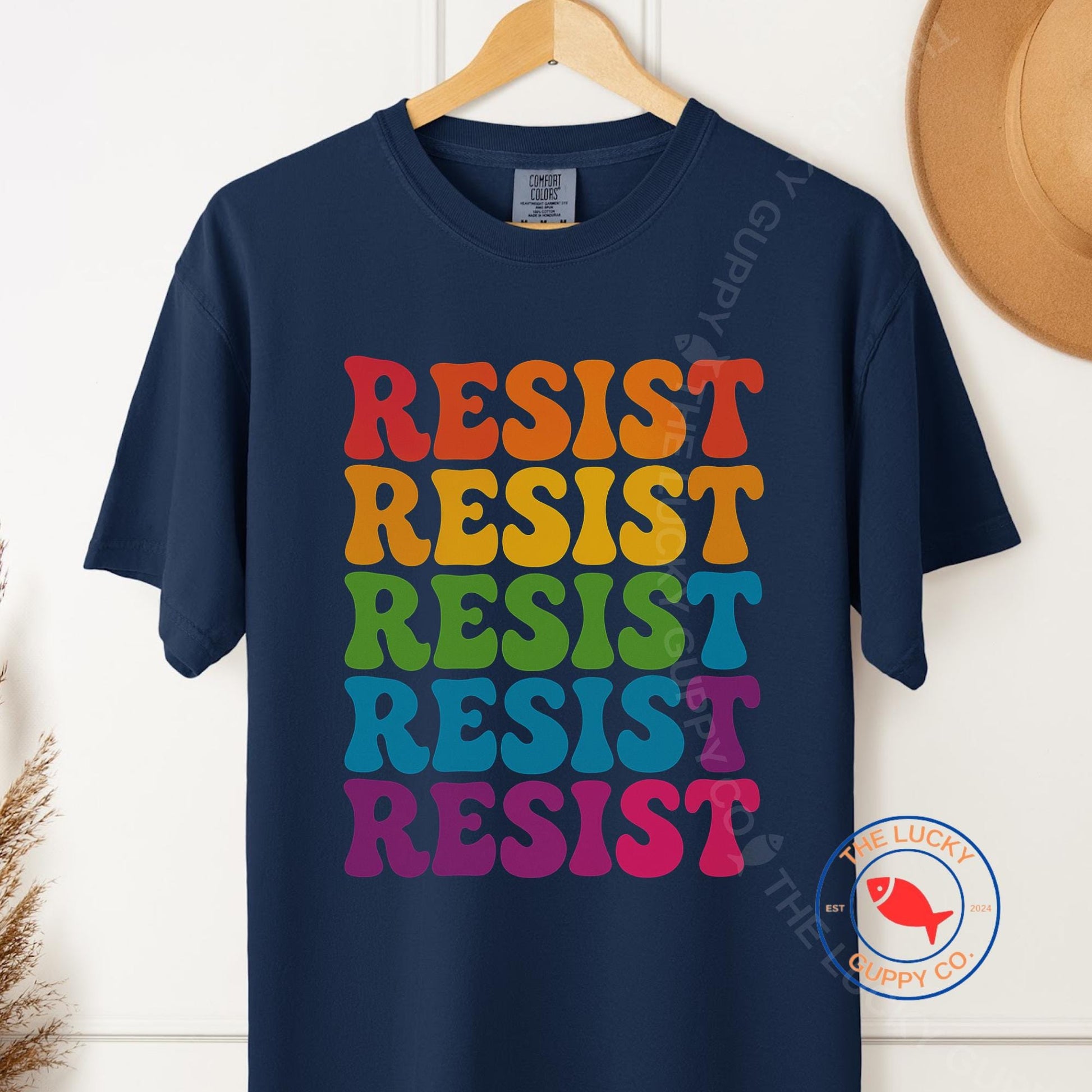 Rainbow Wavy Letter Resist T-Shirt: Equality & Love Thy Neighbor