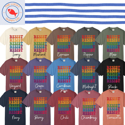 Rainbow Wavy Letter Resist T-Shirt: Equality & Love Thy Neighbor