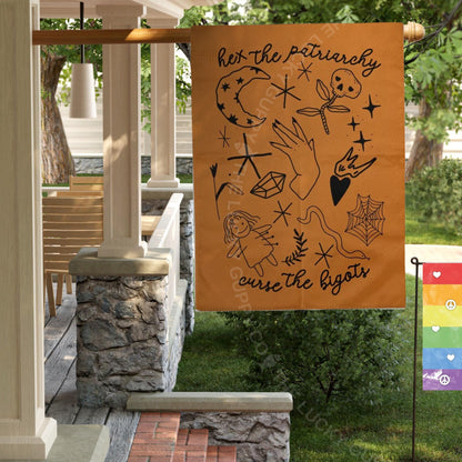 Hex the Patriarchy Curse the Bigots Liberal Garden Flag, Leftist Halloween Flag, Democracy is Dying, Fall of the Patriarchy, Feminist Witch
