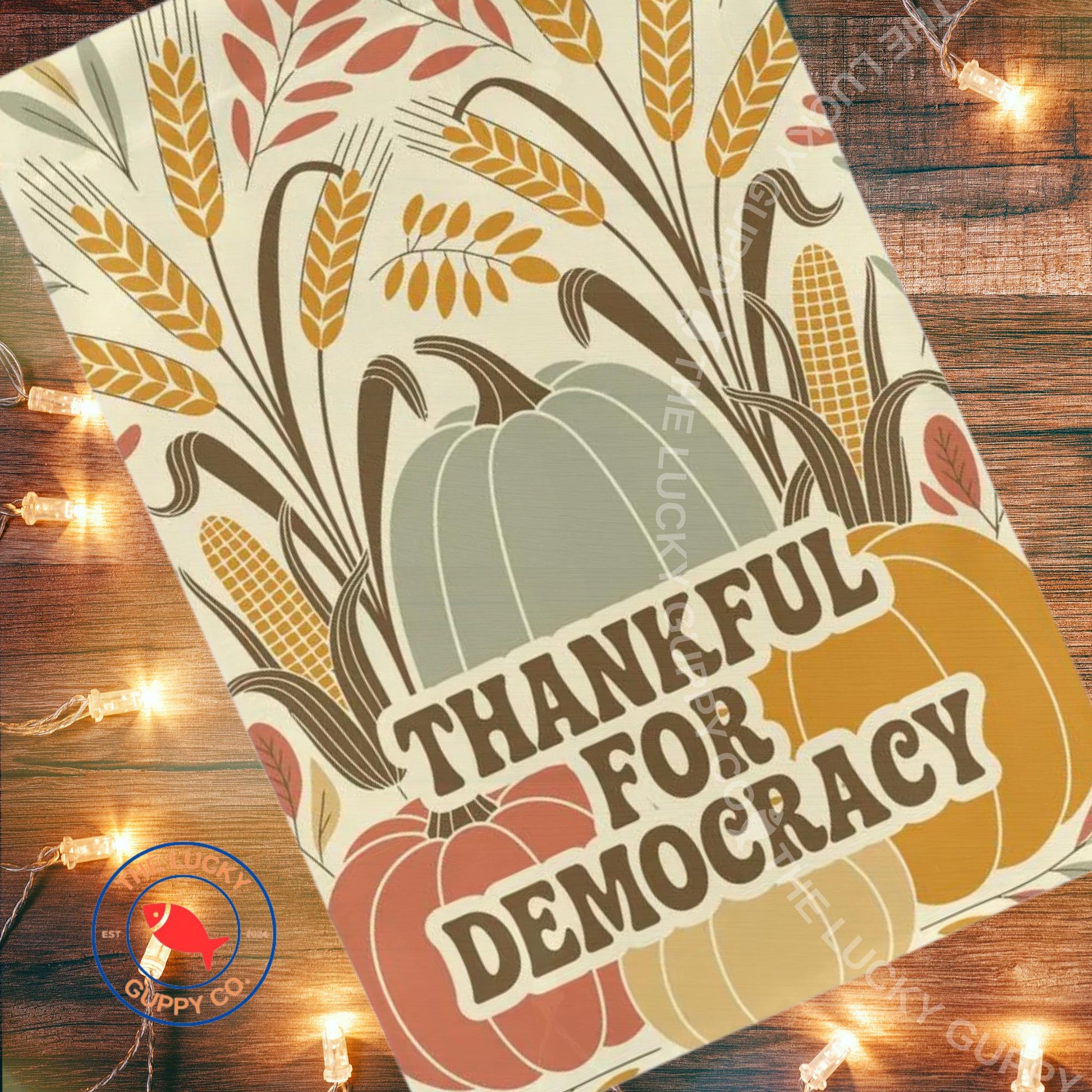 Thankful For Democracy Autumn Garden Flag, Smash the Patriarchy, Liberal Fall Outdoor Yard Decoration, Defend the Constitution, Subtle FDT