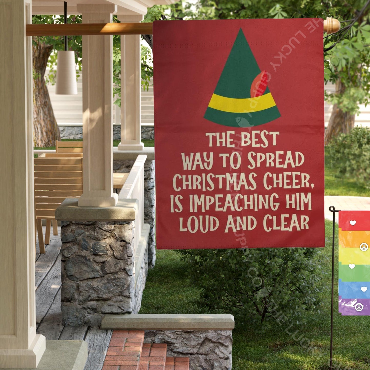 The Best Way to Spread Christmas Cheer is Impeaching Him For all To Hear Flag, Santa I know Him, Holiday Lights and Equal Rights, FDT Sign