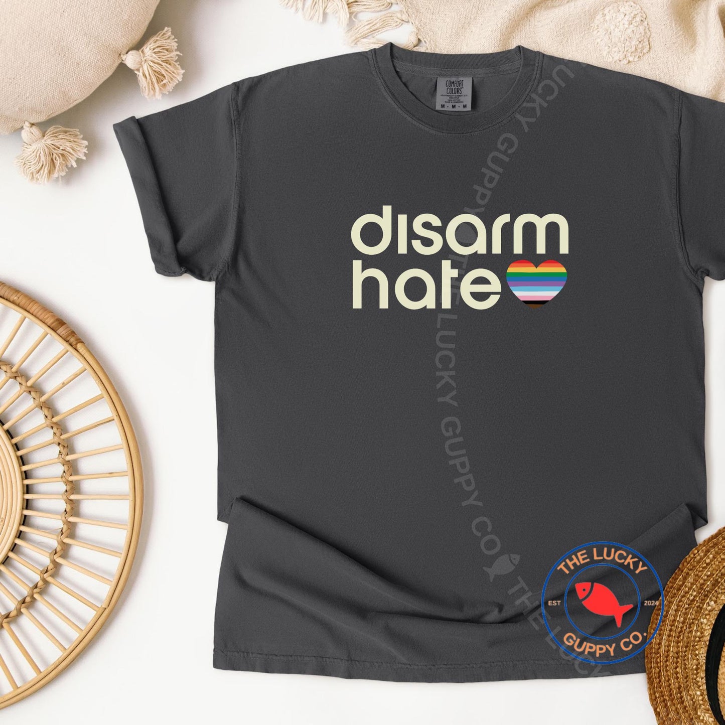 Progress Pride Heart T-Shirt: Disarm Hate, Protect Kids