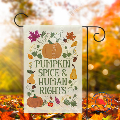 Pumpkin Spice and Human Rights Garden, Liberal Fall Yard Flag, Fall of the Patriarchy, Spooky Liberal Feminist Witch, Leftist Halloween flag