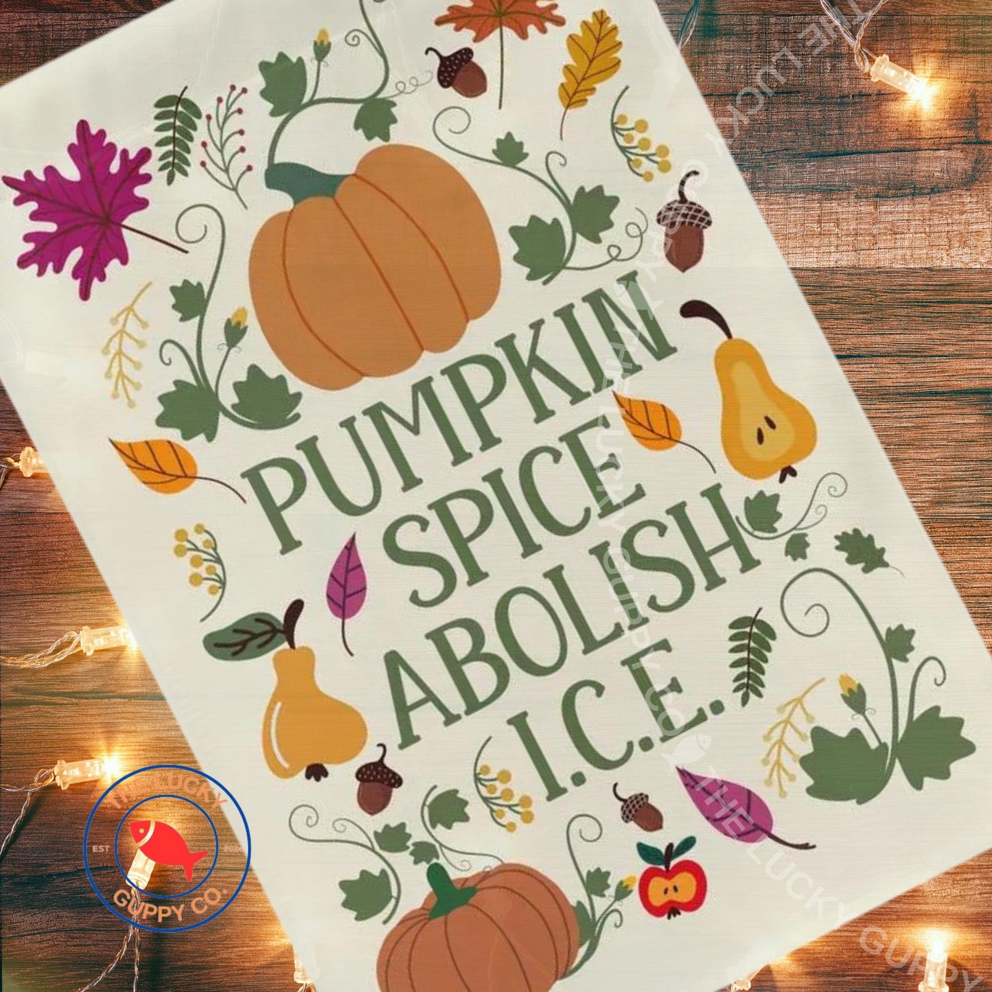 Pumpkin Spice Abolish ICE Fall Liberal Garden Flag, Spooky Nights and Equal Rights, Anti Trump Fall Sign, Support Immigrants Yard Sign, FDT