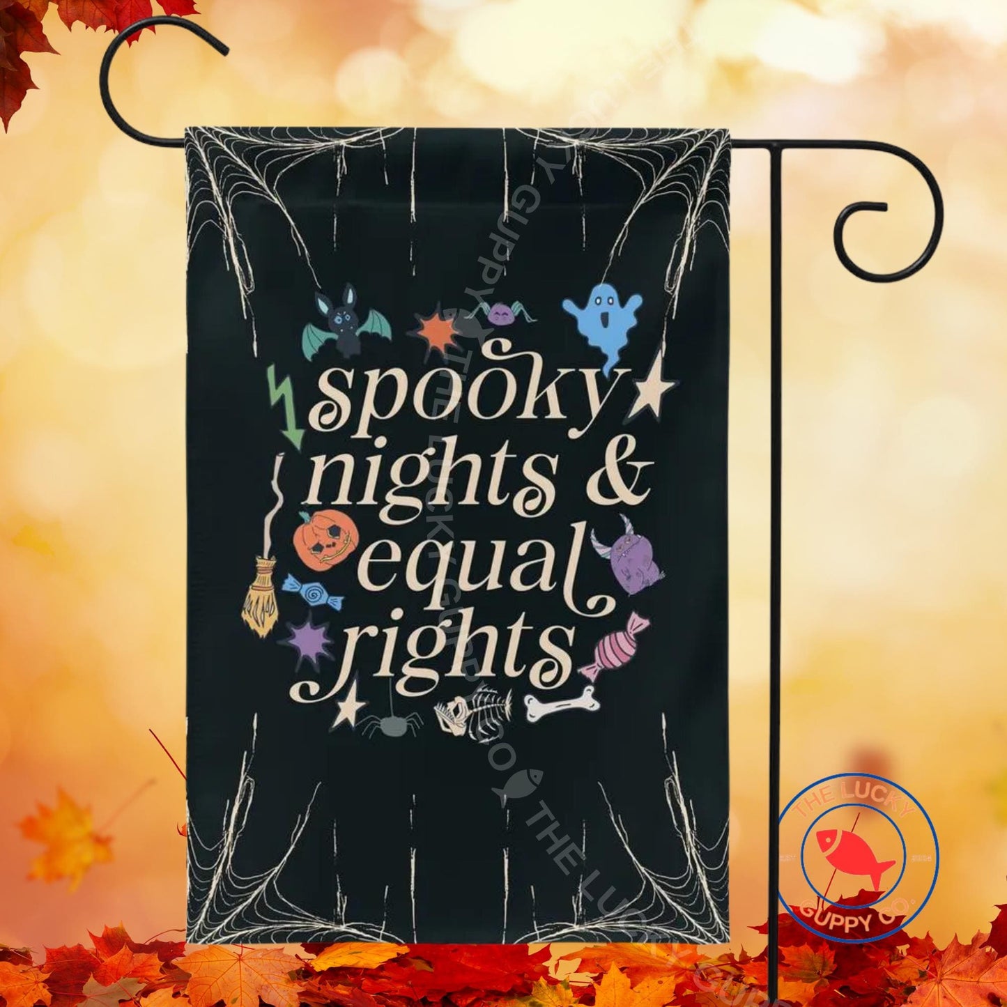 Spooky Nights and Equal Rights Liberal Halloween Flag, Pumpkin Spice Abolish ICE, Fall Anti Trump Flag, Defend Equality Sign, Subtle FDT
