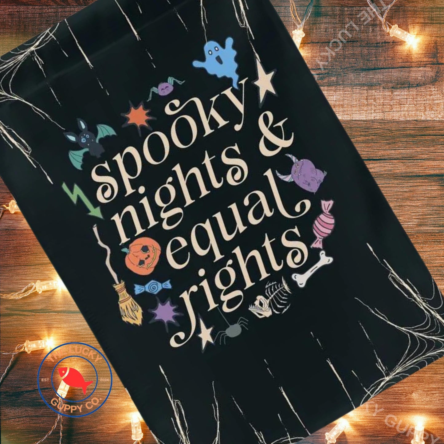 Spooky Nights and Equal Rights Liberal Halloween Flag, Pumpkin Spice Abolish ICE, Fall Anti Trump Flag, Defend Equality Sign, Subtle FDT