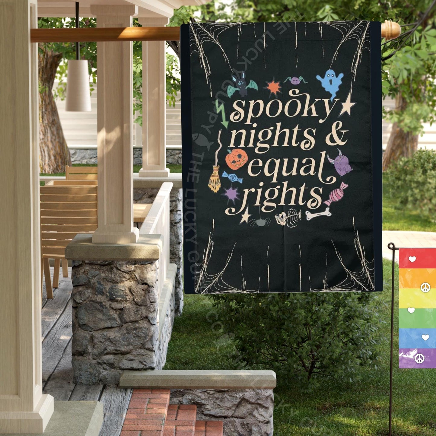 Spooky Nights and Equal Rights Liberal Halloween Flag, Pumpkin Spice Abolish ICE, Fall Anti Trump Flag, Defend Equality Sign, Subtle FDT