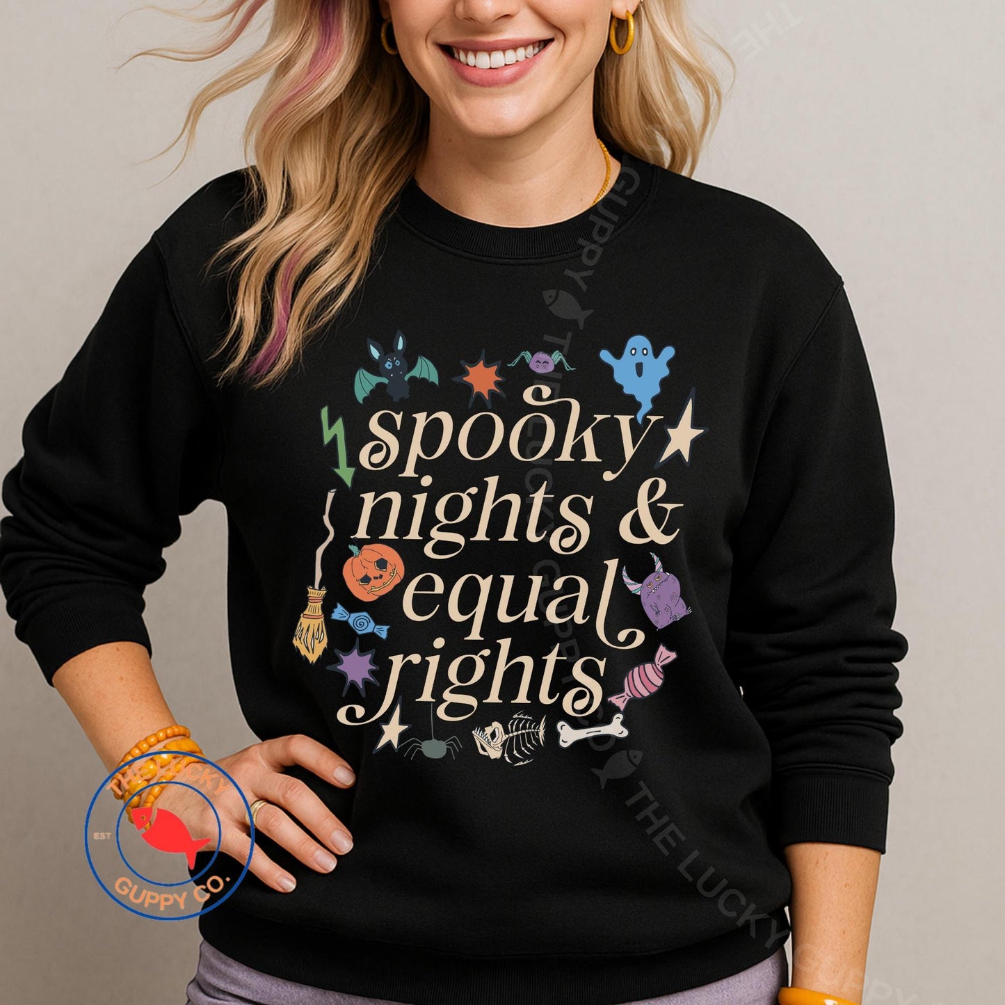 Spooky Nights and Equal Rights Unisex Sweatshirt, Pumpkin Spice Abolish ICE, Human Rights Shirt, Hex the Patriarchy, Liberal Halloween Shirt