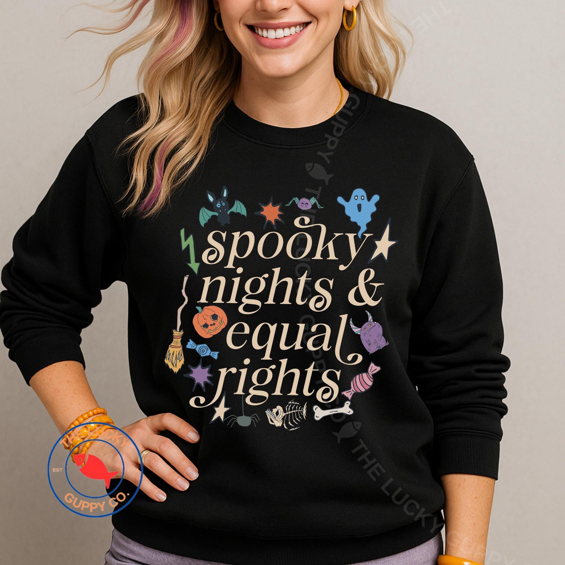 Spooky Nights and Equal Rights Unisex Sweatshirt, Pumpkin Spice Abolish ICE, Human Rights Shirt, Hex the Patriarchy, Liberal Halloween Shirt