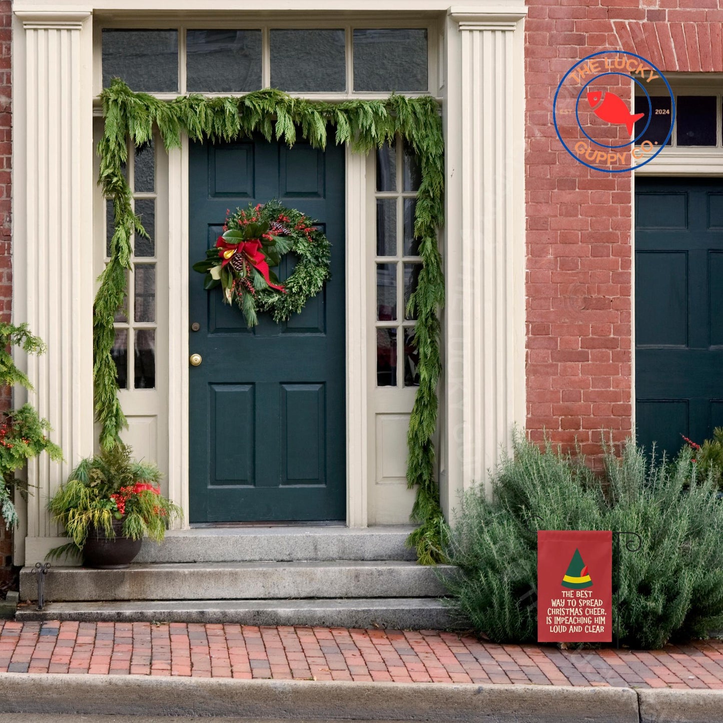 The Best Way to Spread Christmas Cheer is Impeaching Him For all To Hear Flag, Santa I know Him, Holiday Lights and Equal Rights, FDT Sign