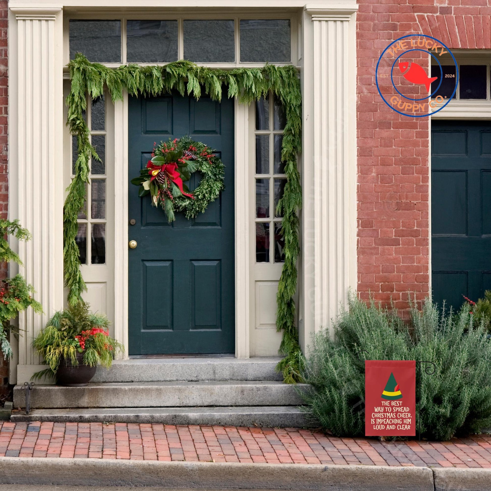 The Best Way to Spread Christmas Cheer is Impeaching Him For all To Hear Flag, Santa I know Him, Holiday Lights and Equal Rights, FDT Sign