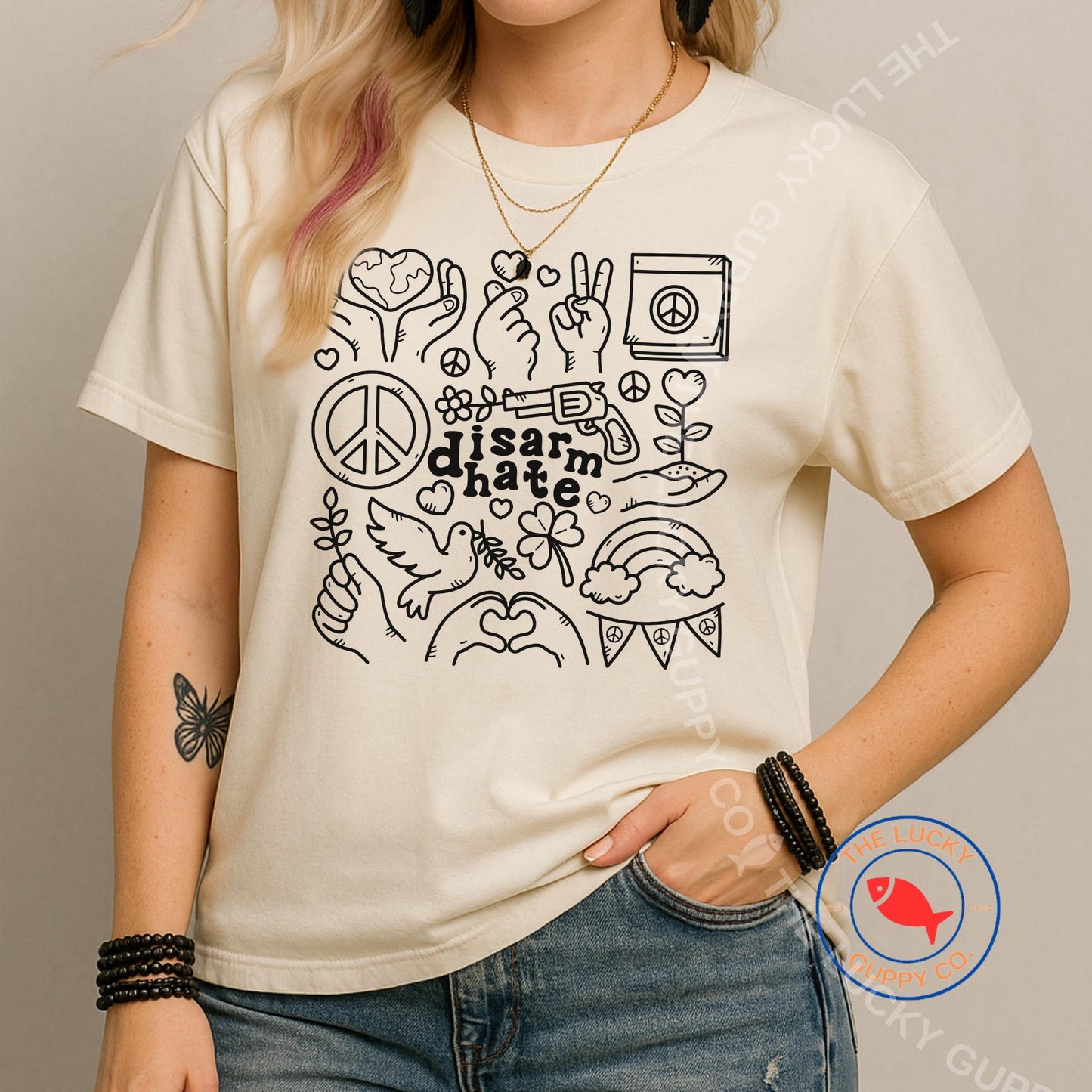 Disarm Hate Womens Boho Boxy T-Shirt, Protect Kids Not Guns, Moms for Sensible Gun Control, Ban Assault Rifles Not Books, End Violence Now