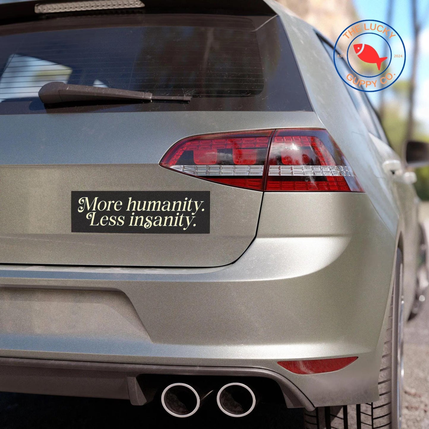 More Humanity Less Insanity Liberal Bumper Sticker, We All do Better When we All Do Better, Be a Kind Human, Make America Smart Again Sign