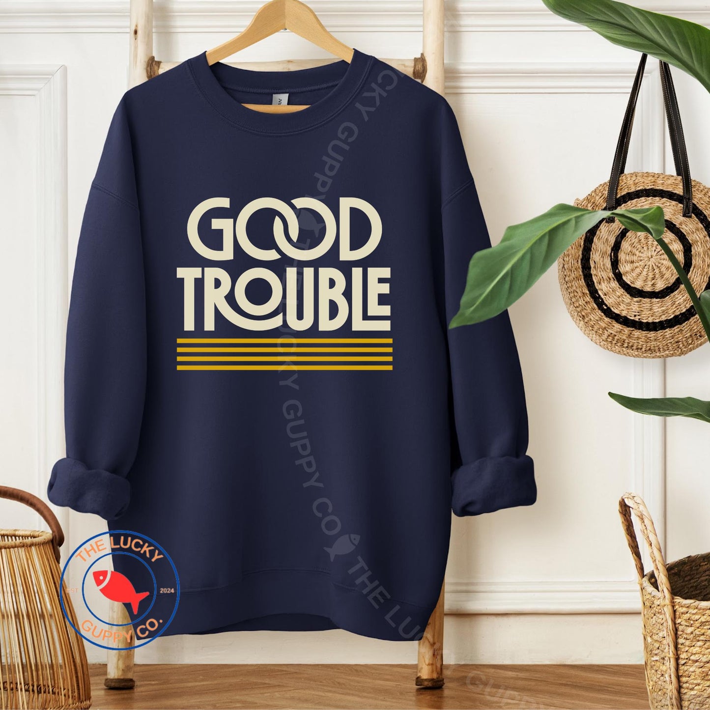 Good Trouble Retro Liberal Unisex Sweatshirt, The Power of the People is Greater Than the People in Power, Stand Up for Justice, Subtle FDT