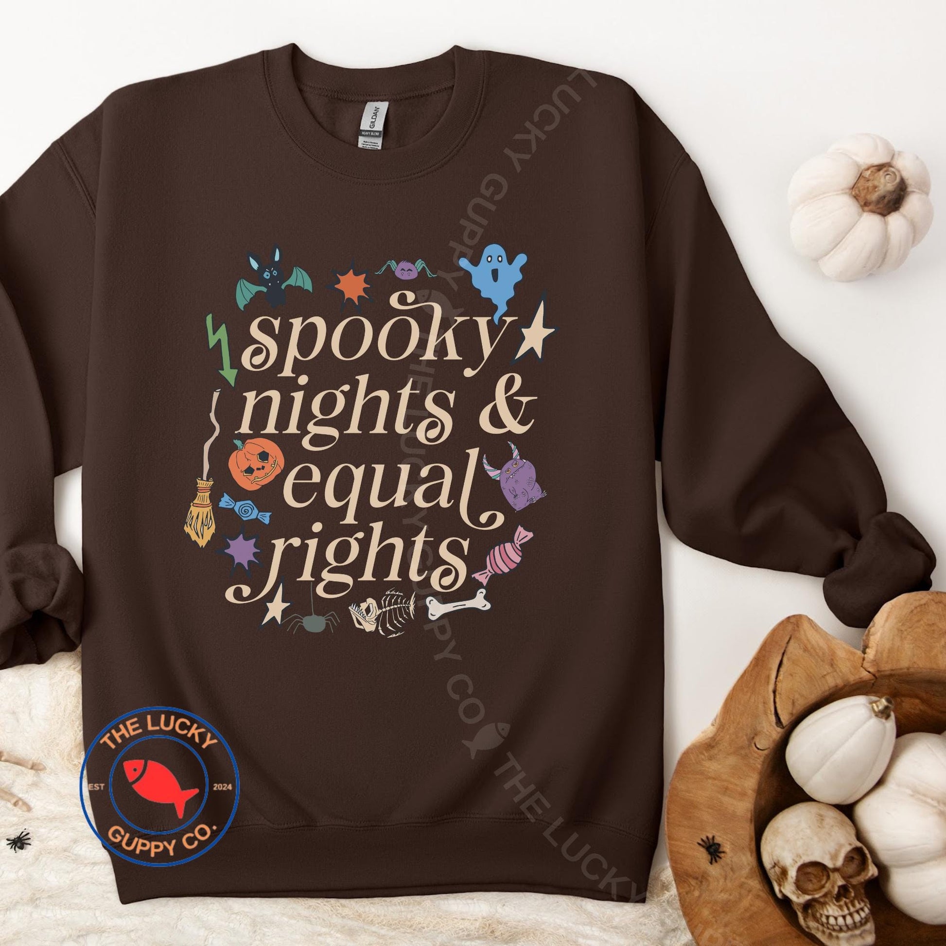 Spooky Nights and Equal Rights Unisex Sweatshirt, Pumpkin Spice Abolish ICE, Human Rights Shirt, Hex the Patriarchy, Liberal Halloween Shirt