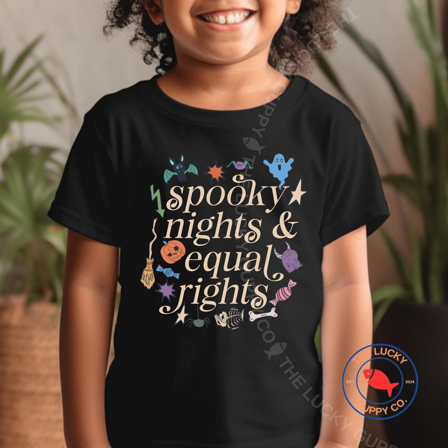 Spooky Lights and Equal Rights Youth and Toddler T-Shirt, Liberal Kids Shirts, Youth Autumn Shirt, Fascism is Scary, Anti Trump Halloween