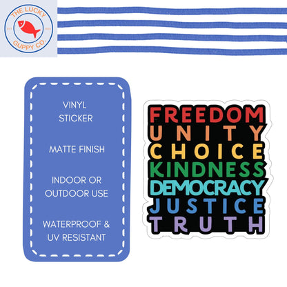 Subtle FDT Rainbow Die Cut Sticker, No Kings In America, Big Fan of Human Rights, Anti Trump Sticker, Liberal Sticker, Equality is Not Pie