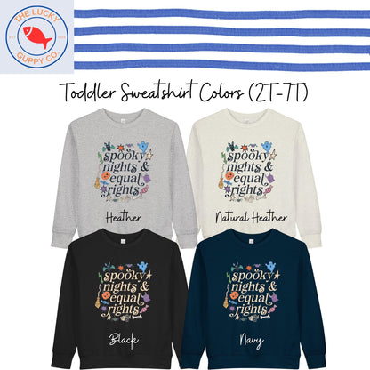 Spooky Nights and Equal Rights Youth Toddler Sweatshirt, Kids Halloween Shirt, Raise Kind Humans, Kids Liberal Protest T-Shirt, Subtle FDT