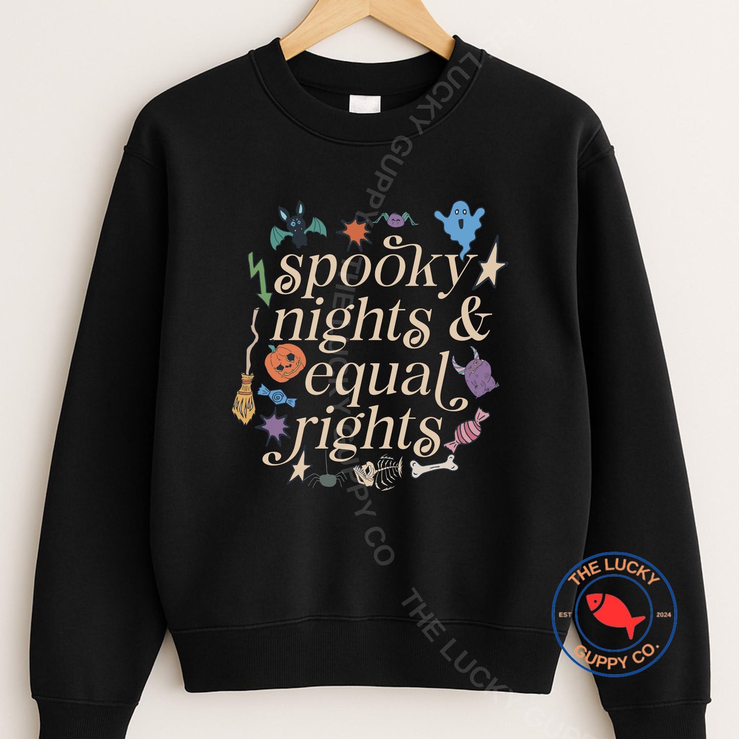 Spooky Nights and Equal Rights Youth Toddler Sweatshirt, Kids Halloween Shirt, Raise Kind Humans, Kids Liberal Protest T-Shirt, Subtle FDT