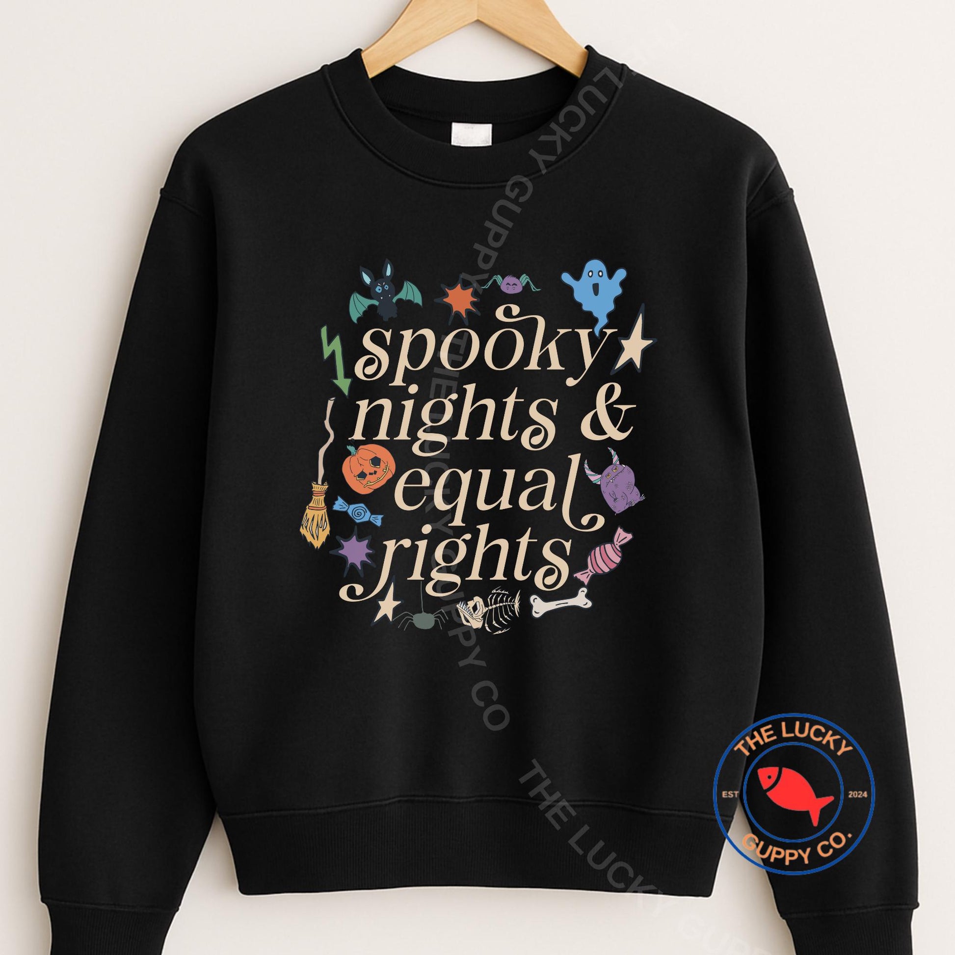 Spooky Nights and Equal Rights Youth Toddler Sweatshirt, Kids Halloween Shirt, Raise Kind Humans, Kids Liberal Protest T-Shirt, Subtle FDT