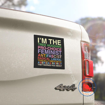 Liberal Values Car Decal: Big Scary Radical Left Agenda, Leftist Square Car Magnet Sticker