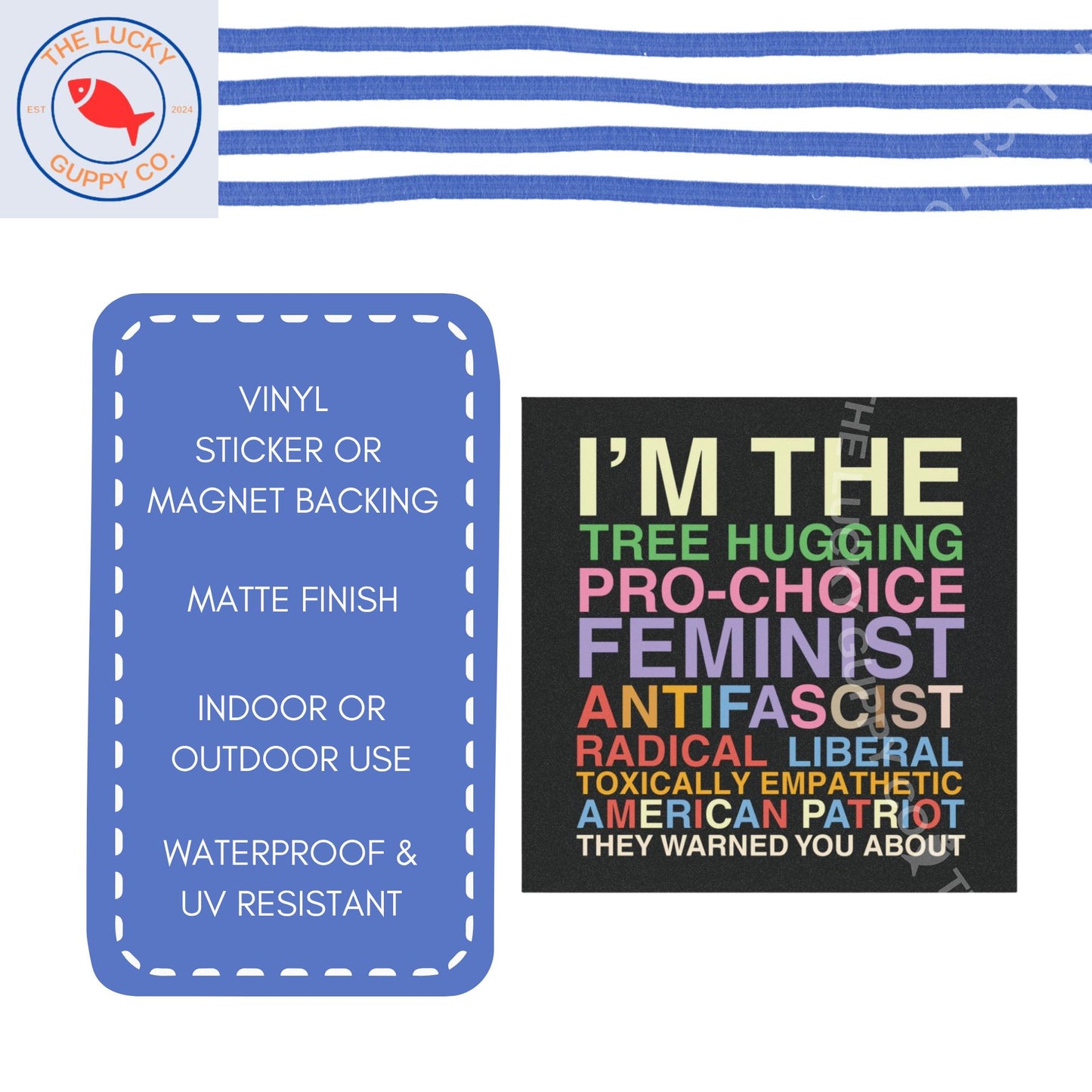 Liberal Values Car Decal: Big Scary Radical Left Agenda, Leftist Square Car Magnet Sticker
