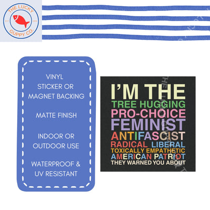 Liberal Values Car Decal: Big Scary Radical Left Agenda, Leftist Square Car Magnet Sticker