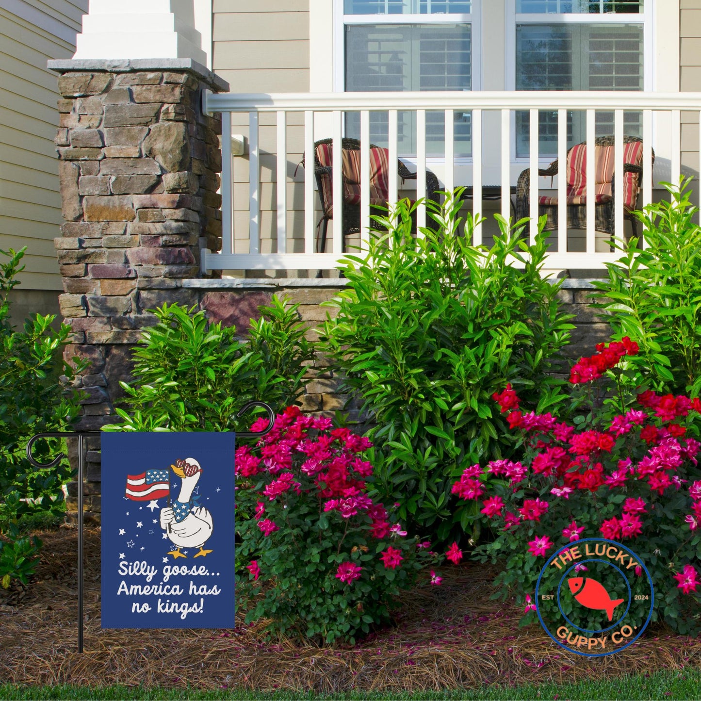 Silly Goose Liberal Independence Day Flag: No Kings Since 1776, Stars Stripes and Equal Rights, Anti Trump Patriotic Yard Decor