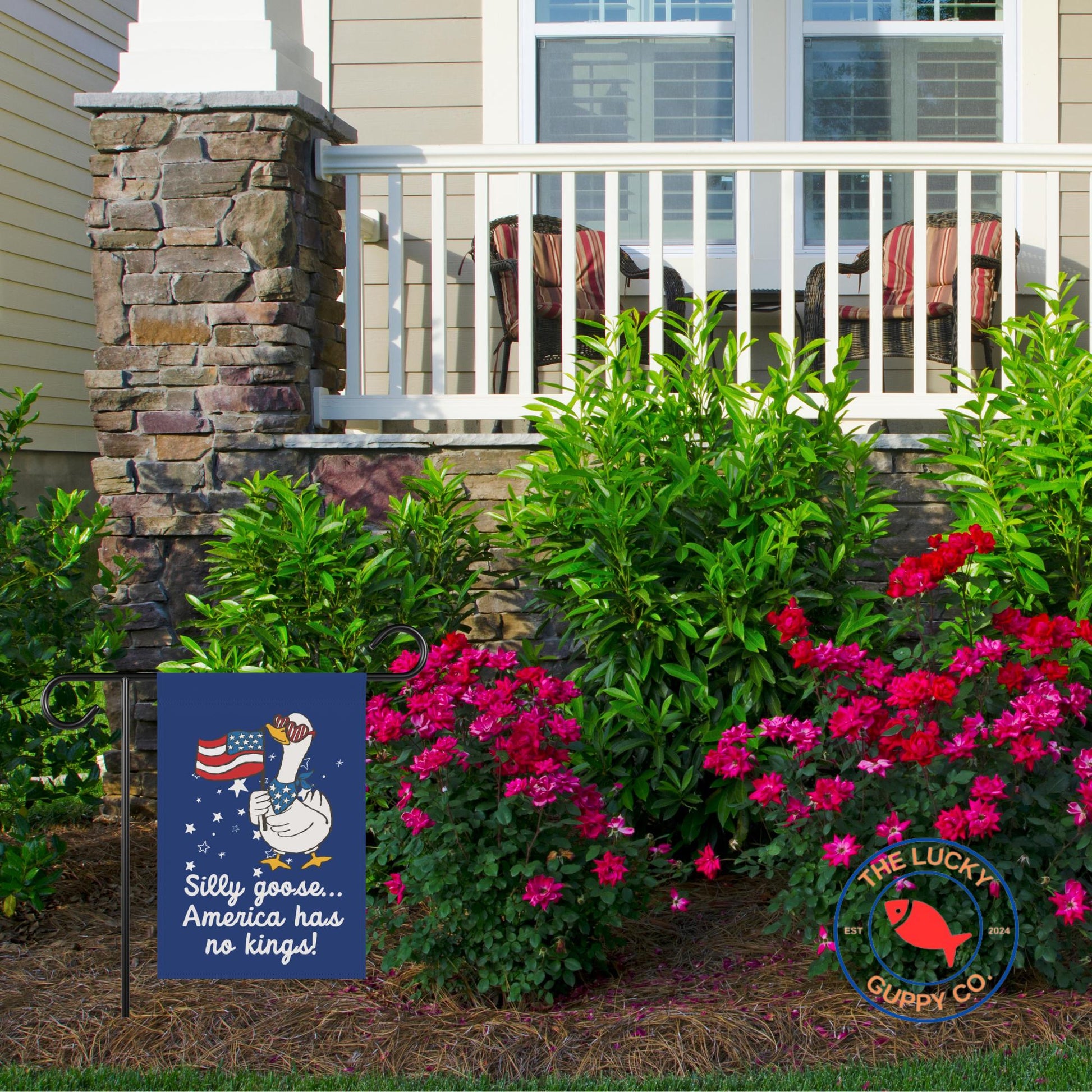 Silly Goose Liberal Independence Day Flag: No Kings Since 1776, Stars Stripes and Equal Rights, Anti Trump Patriotic Yard Decor