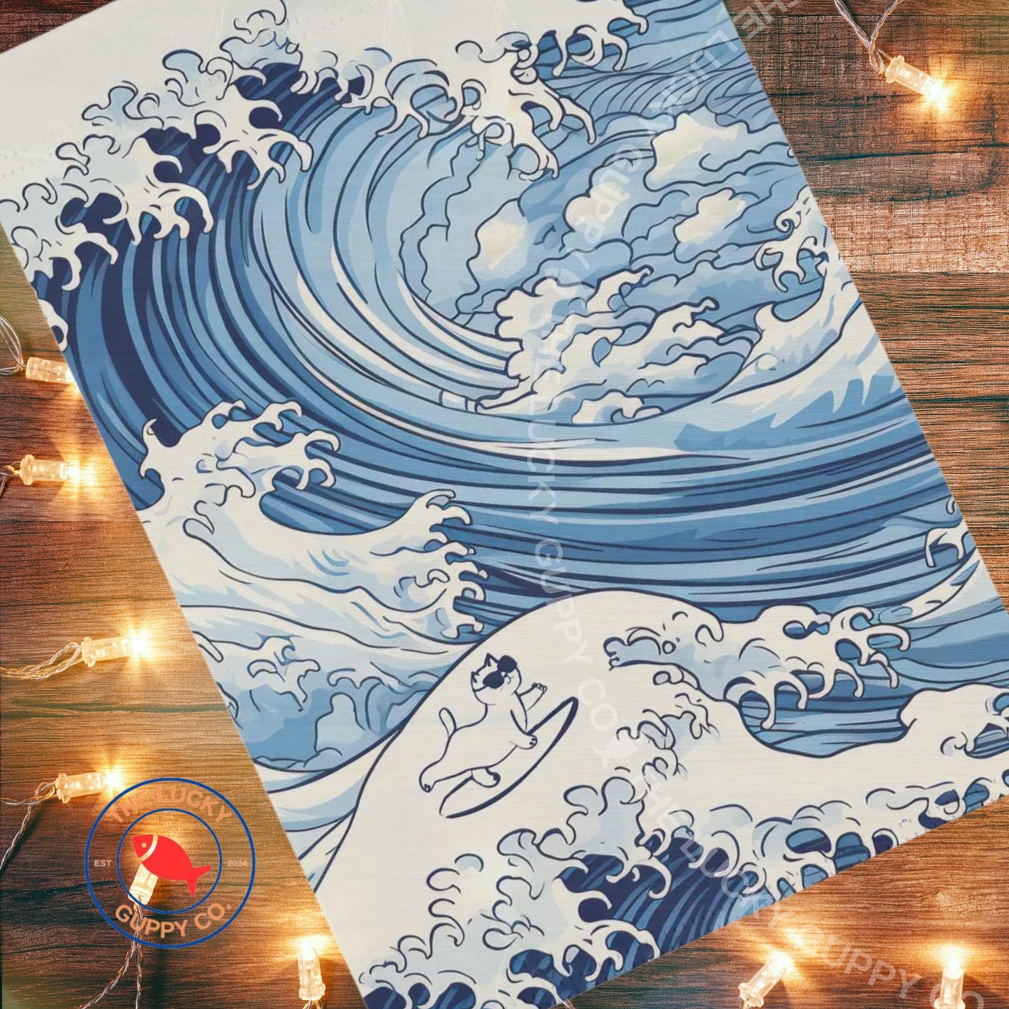 Subtle Blue Wave Anti-Trump Election Flag: Vote Democratic, Stand up for Democracy and Fight Fascism, Childless Cat Lady