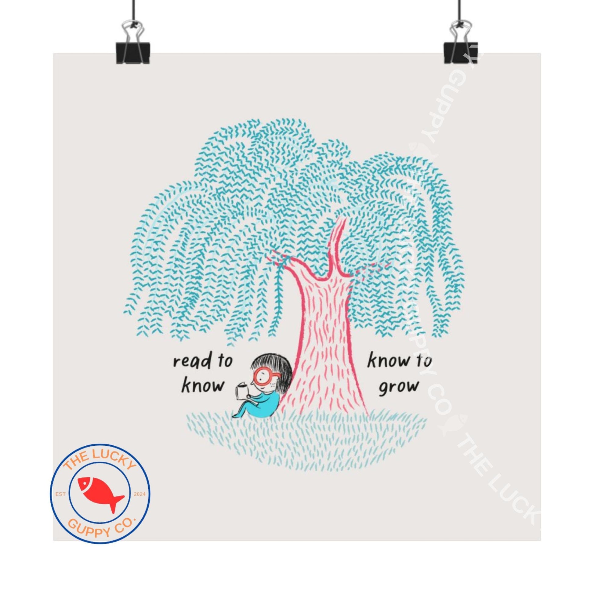 Whimsical Reading Children's Wall Art: Read Books and Grow Knowledge, Coordinated Reading Art (Physical Print)