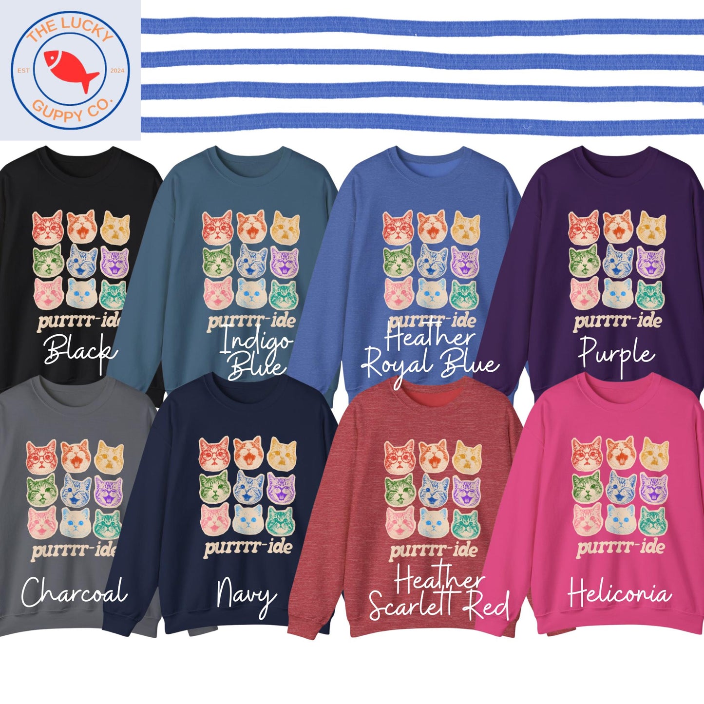 Purr-ide Cat Unisex Sweatshirt: Pride Parade Shirt, Free Mom Hugs, LGBTQ Ally Tee
