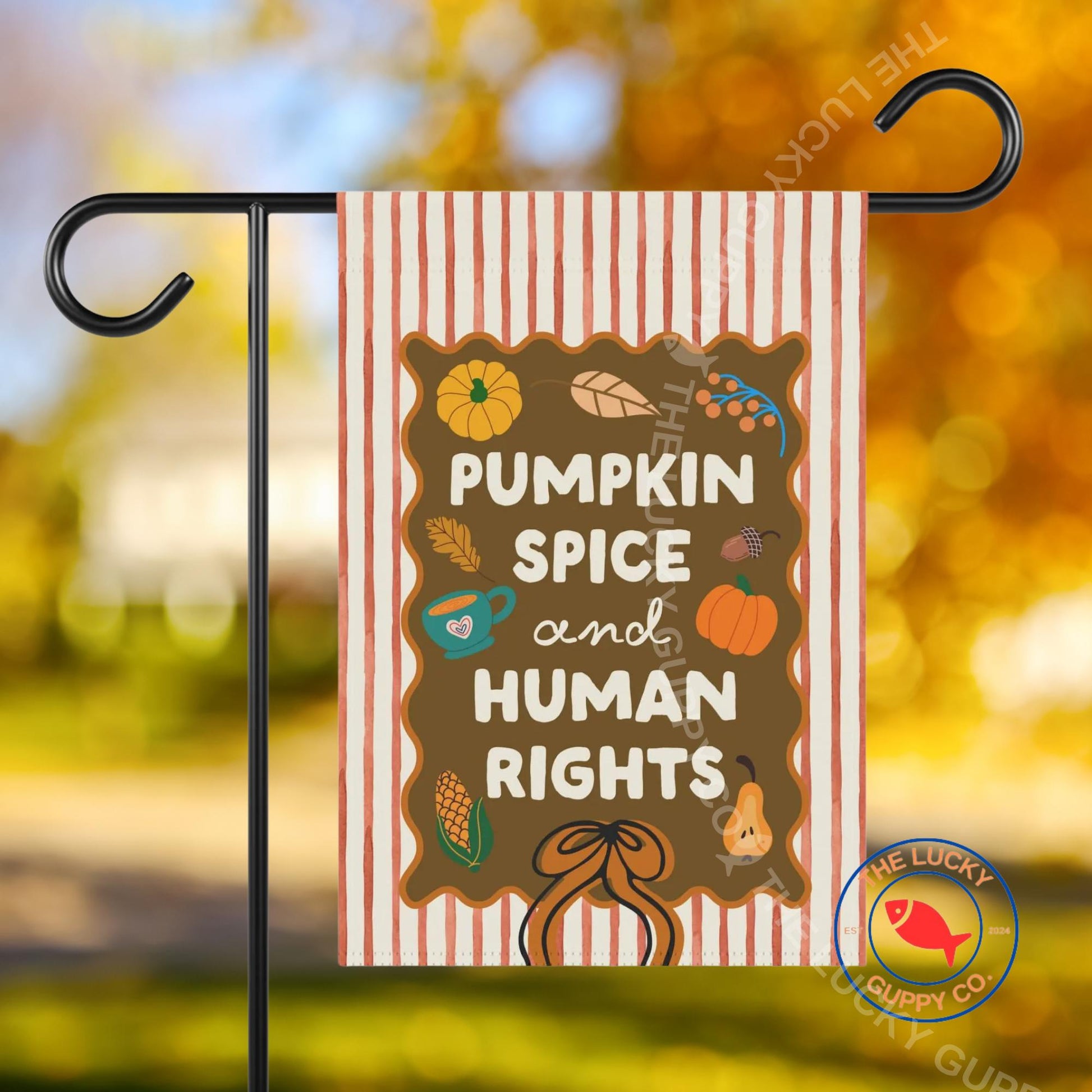 Pumpkin Spice and Human Rights Coquette Flag: Liberal Fall Decor, Leftist Thanksgiving Flag