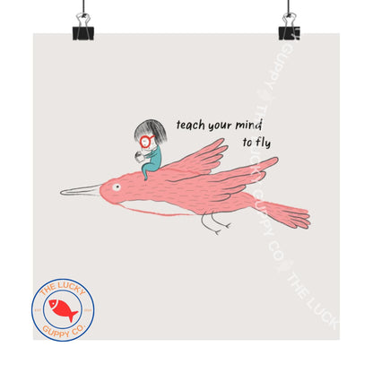 Whimsical Reading Children's Wall Art: Read Books and Grow Knowledge, Coordinated Reading Art (Physical Print)