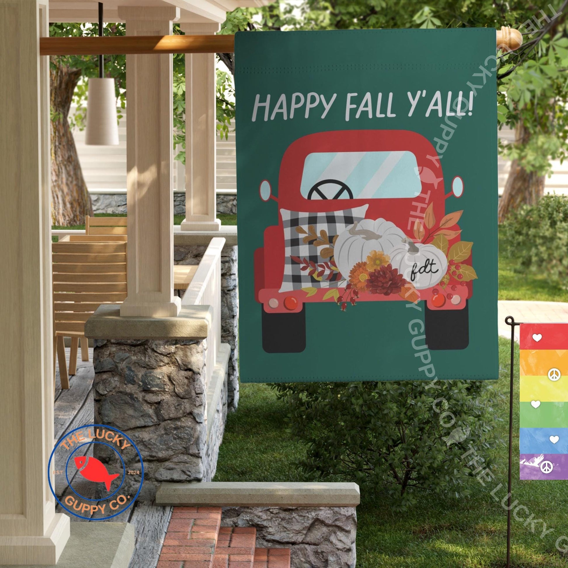 Happy Fall Y'all Subtle FDT Flag: Leftist Thanksgiving Decor, Hidden Anti Trump Autumn Garden Flag