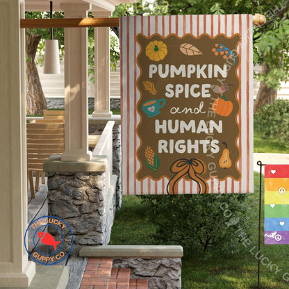 Pumpkin Spice and Human Rights Coquette Flag: Liberal Fall Decor, Leftist Thanksgiving Flag