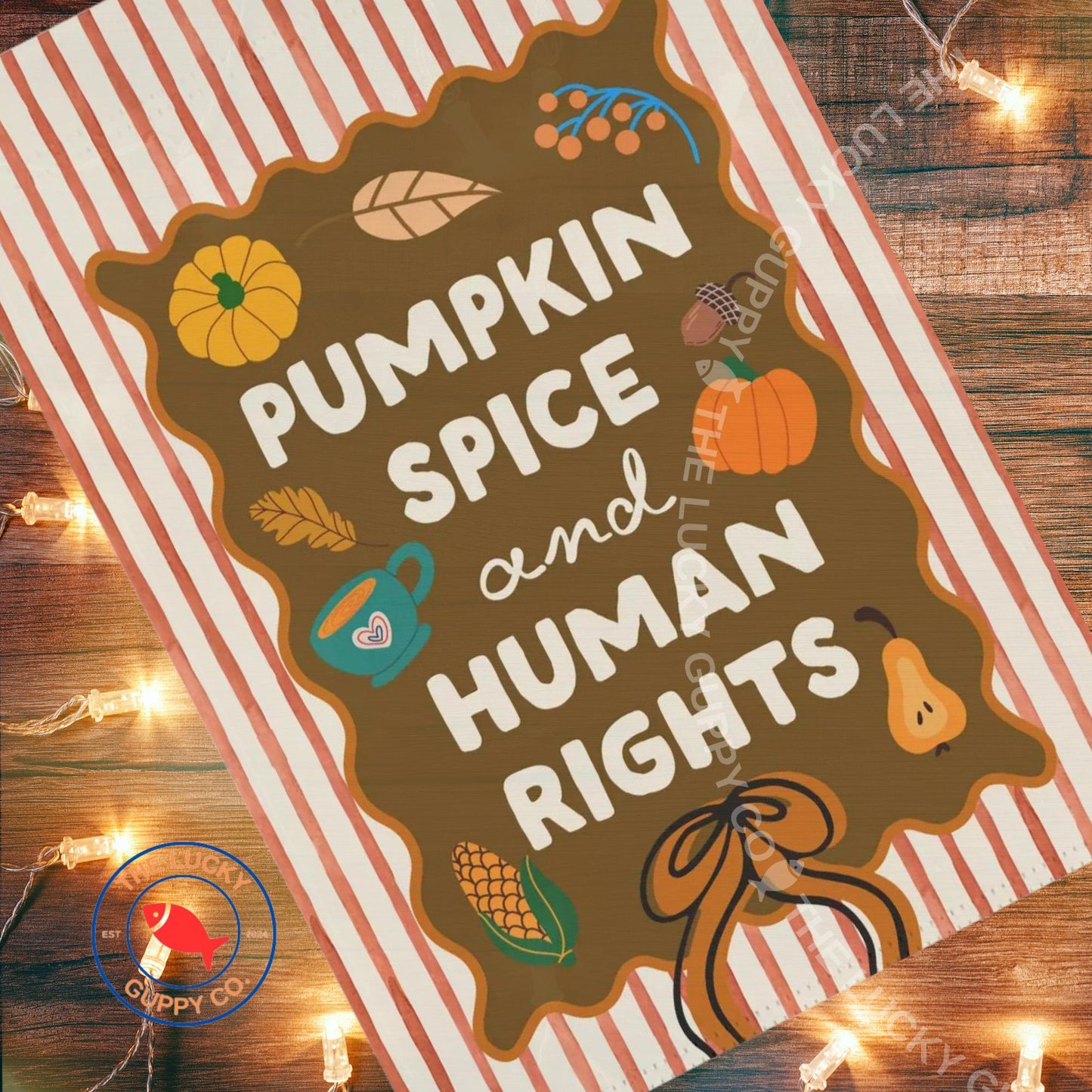 Pumpkin Spice and Human Rights Coquette Flag: Liberal Fall Decor, Leftist Thanksgiving Flag